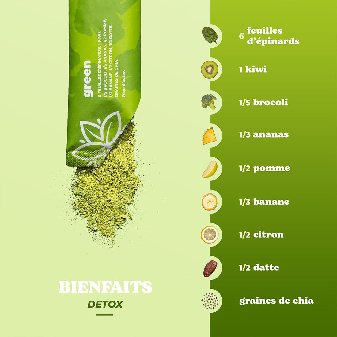 Green - Smoothie à base de fruits et légumes lyophilisés - Fruggies