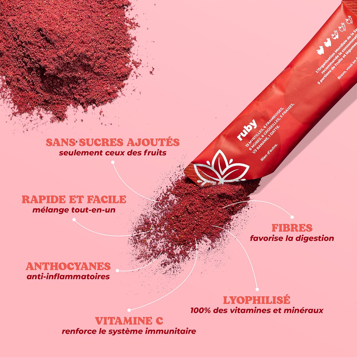 Ruby - Smoothie à base de fruits et légumes lyophilisés - Fruggies