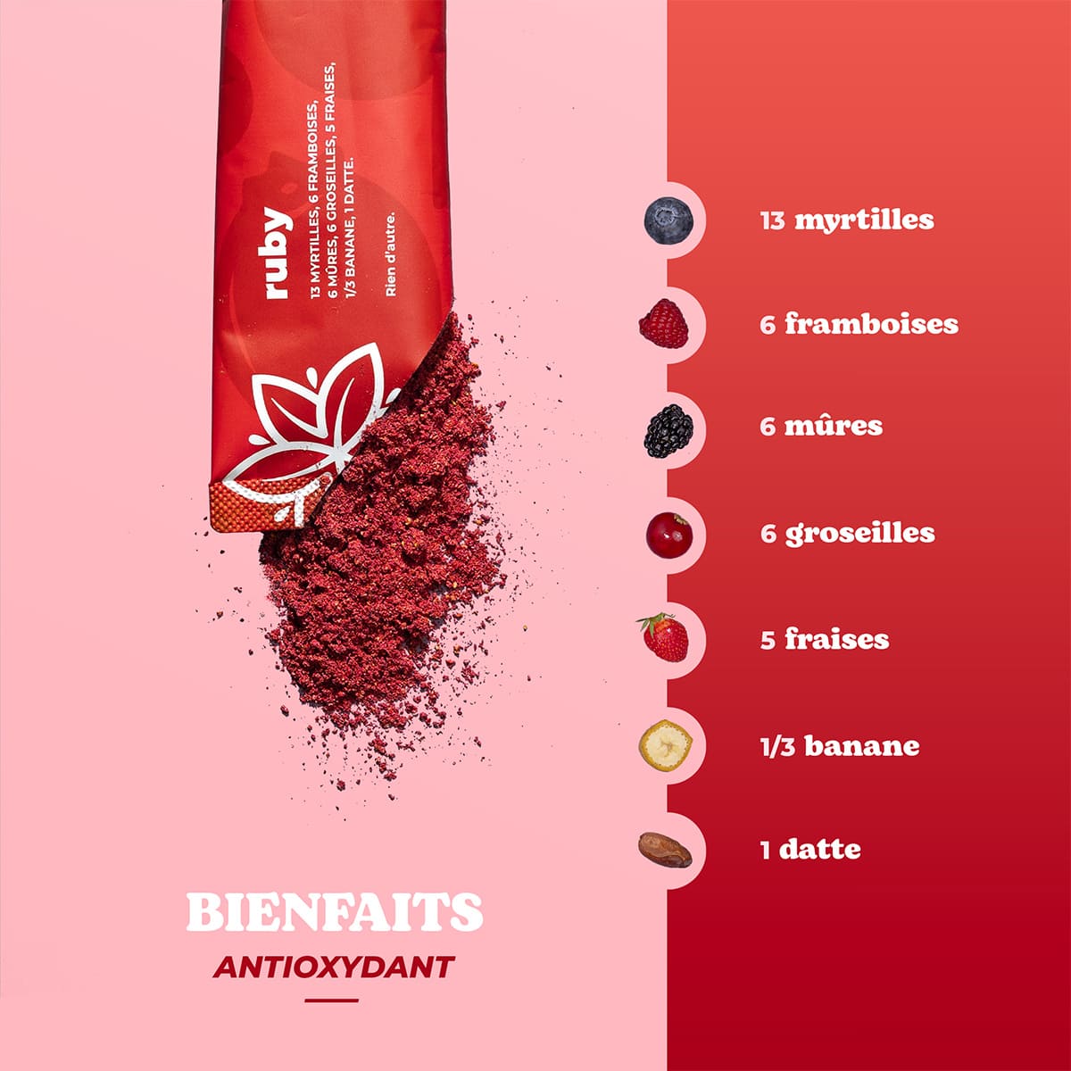 Ruby - Smoothie à base de fruits et légumes lyophilisés - Fruggies